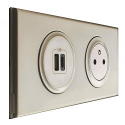 Prise électrique murale 2 pôles + terre - Prise élec 230v (2 pôles + terre)  f murale à monter - nf - 80x80mm - Ref 722136 - Alimentation et charge