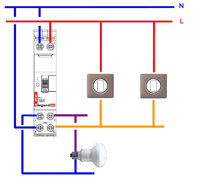 cablage telerupteur bipolaire